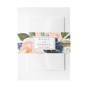 Bandeau De Faire-part Flush et Navy Flowers Mariage blanc