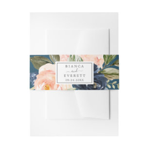 Bandeau De Faire-part Flush et Navy Flowers Mariage bleu