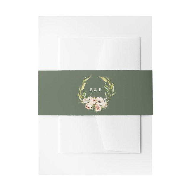 Bandeau De Faire-part Forêt Botanique Mariage de monogramme de germes fl (Devant example)