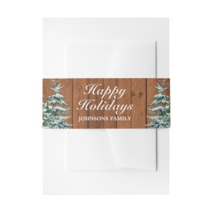 Bandeau De Faire-part Forêt de bois neigeux Pin rural Bonne fête de vaca