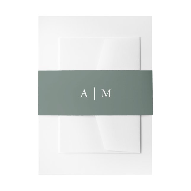 Bandeau De Faire-part Forêt d'hiver | Mariage Monogramme vert pin (Devant example)