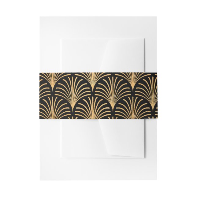 Bandeau De Faire-part Formelle Black Cravate Gold Art Déco Invitation Ba (Devant example)