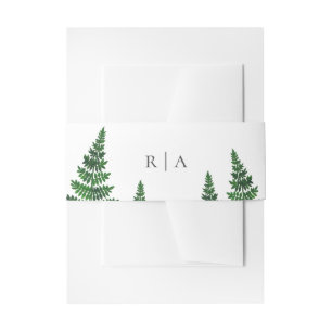 Bandeau De Faire-part fougère vert aquarelle. Mariage Woodland