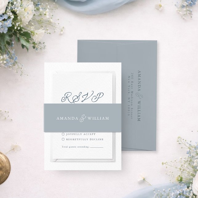 Bandeau De Faire-part French Grey Wedding Belly Band  (Créateur téléchargé)