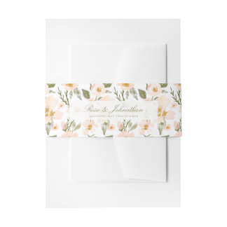 Bandeau De Faire-part Gardénie rose pâle Aquarelle Motif floral