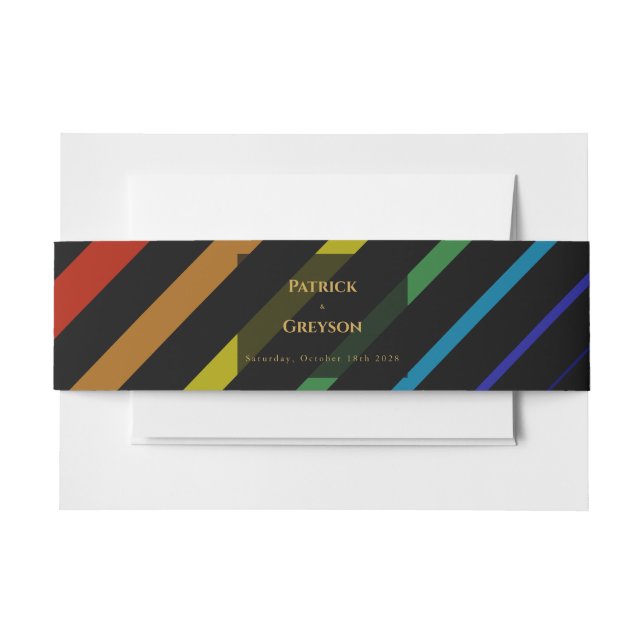 Bandeau De Faire-part Gay Men Wedding Elegant Rainbow (Devant Example)