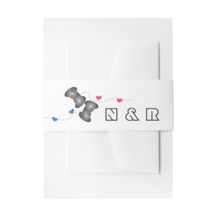 Bandeau De Faire-part Geeky Gamers Mariage Belly Bandes Rose Bleu