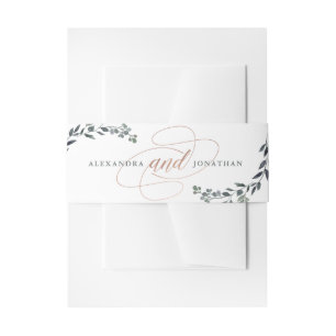 Bandeau De Faire-part Geo vert   Mariage or Rose