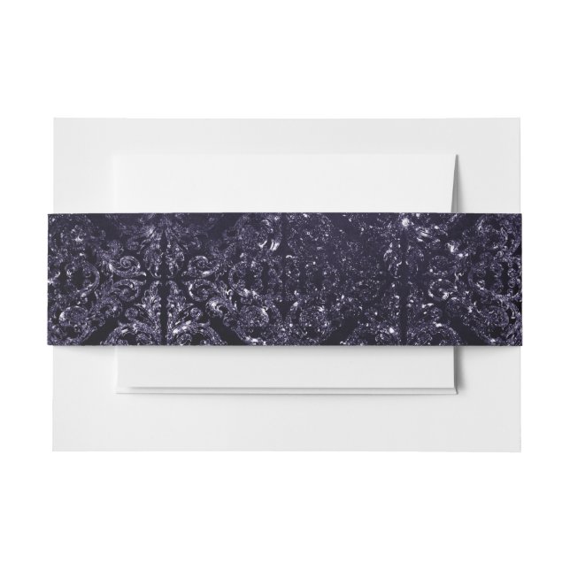 Bandeau De Faire-part Glimmery Indigo Grunge | Midnight Purple Damask (Devant Example)