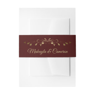 Bandeau De Faire-part Gold & Auburn Frontière Florale Élégant Mariage si