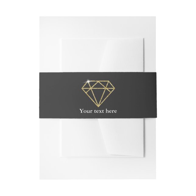 Bandeau De Faire-part Gold Diamond Glamor Chic Moderne Invitation (Devant example)