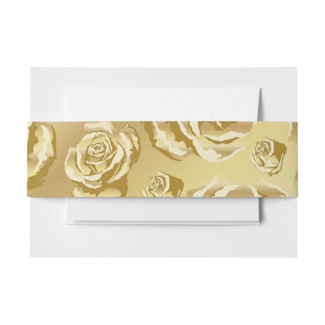 Bandeau De Faire-part Gold Floral Invitation Belly Band (Devant Example)