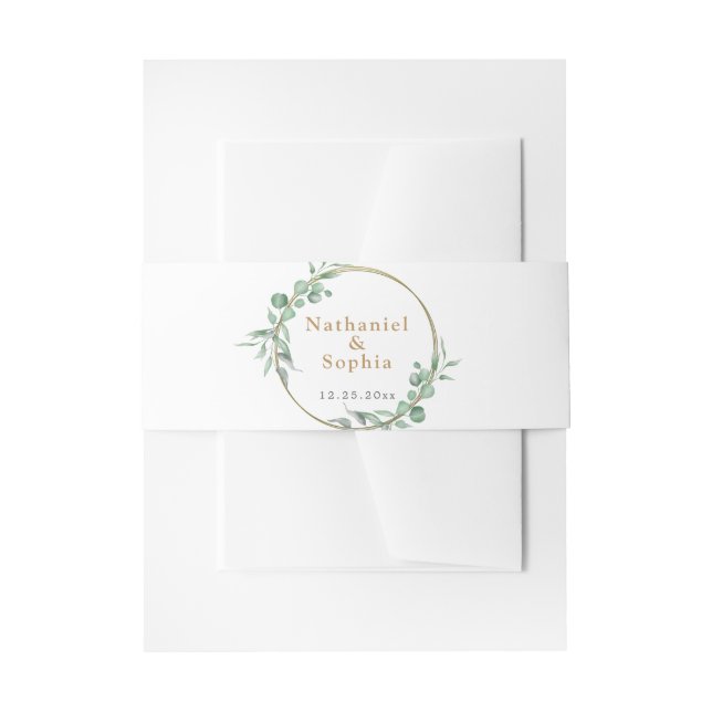 Bandeau De Faire-part Gold Green Le Mariage De Invitation Belly Band (Devant example)