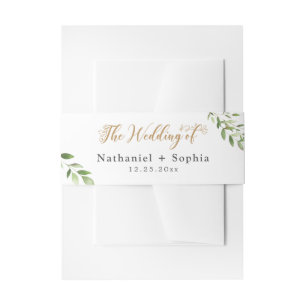 Bandeau De Faire-part Gold Green Le Mariage De Invitation Belly Band