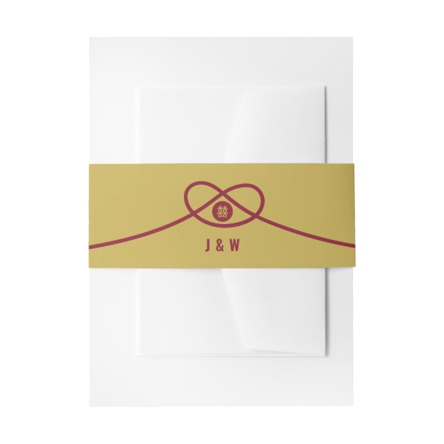 Bandeau De Faire-part Gold Knot Union Double Bonheur Mariage chinois (Devant example)