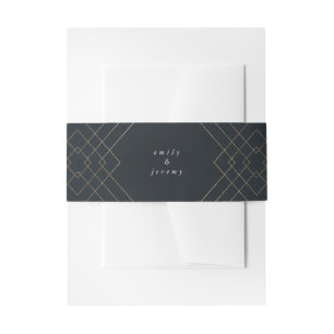 Bandeau De Faire-part Gold Navy Elegance Diamond Geo Déco Mariage