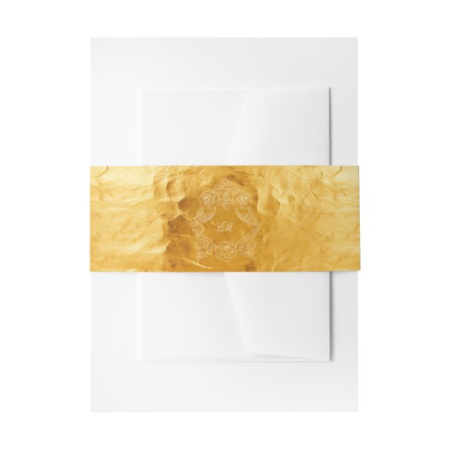 Bandeau De Faire-part Golden Faux Foil Crest Monogram Mariage (Devant example)