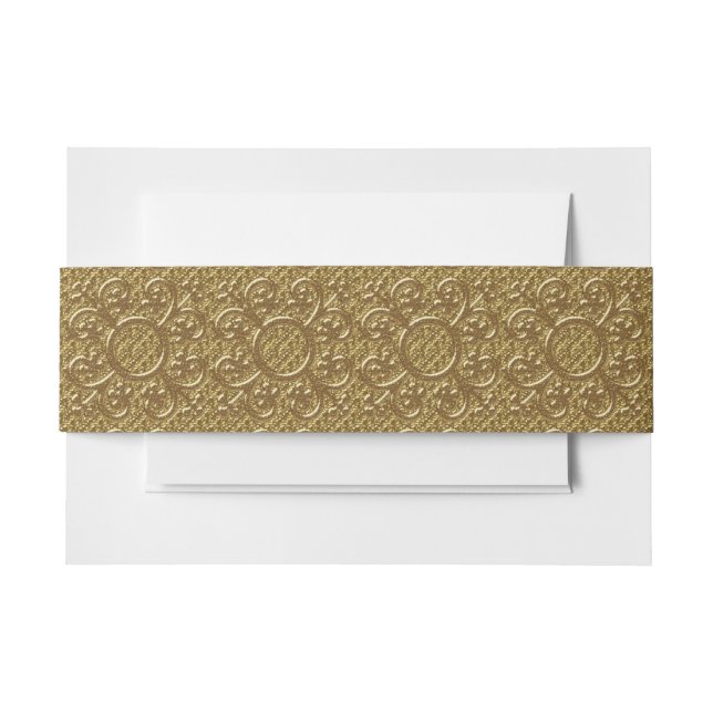 Bandeau De Faire-part Golden Floral Mariage Belly Band (Devant Example)