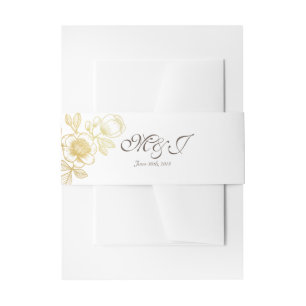 Bandeau De Faire-part Golden Flowers Faire-part de mariage Belly Band