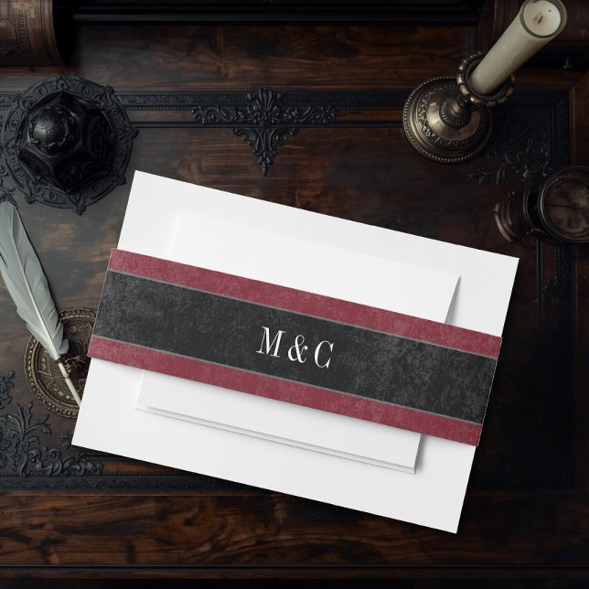 Bandeau De Faire-part Gothic Black Raven Wine Darkly Ever After Wedding (Créateur téléchargé)