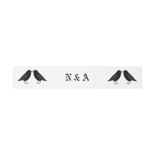 Bandeau De Faire-part Gothique Mariage Kissing Ravens Monogrammé