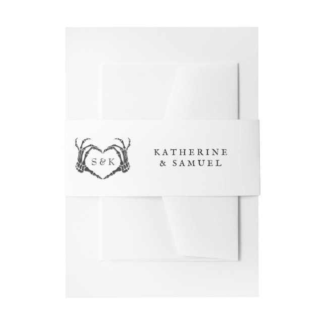 Bandeau De Faire-part Gothique Romantique Squelette main Halloween Maria (Devant example)