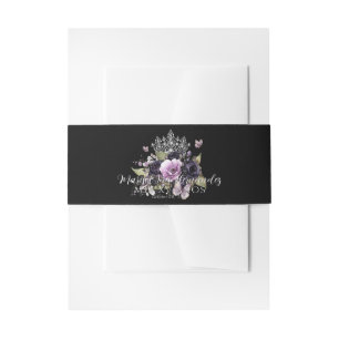 Bandeau De Faire-part Gothique violet et noir Moody Florals Quinceañera