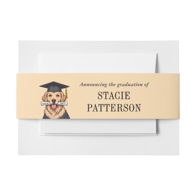 Bandeau De Faire-part Graduation personnalisée mignon Golden Retriever C (Devant Example)