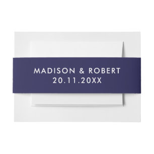 Bandeau De Faire-part Gras bleu marine minimaliste moderne simple Mariag