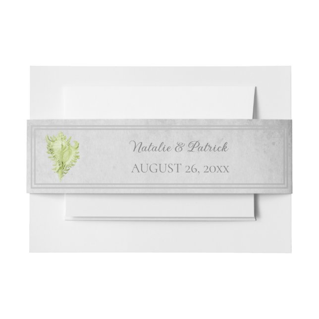 Bandeau De Faire-part Green Conch Shell Invitation Belly Band (Devant Example)