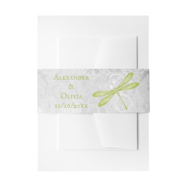 Bandeau De Faire-part Green Dragonfly Wedding Inviter Belly Band (Devant example)