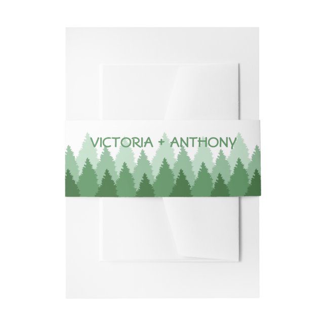 Bandeau De Faire-part Green Forest Range Mariage de bois (Devant example)