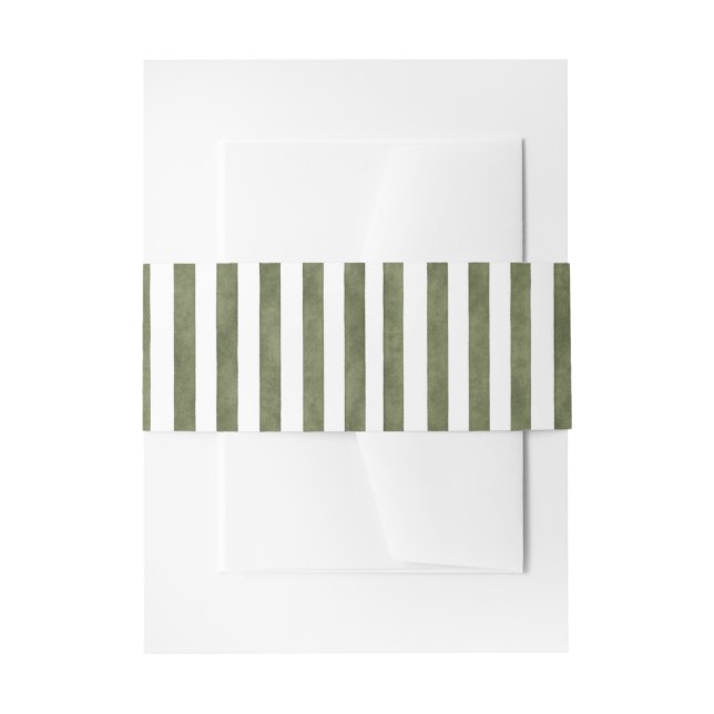 Bandeau De Faire-part Green Watercolor Stripes Wedding (Devant example)