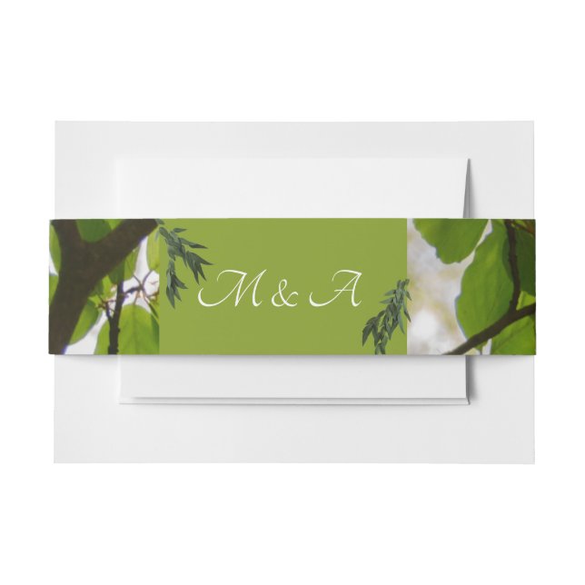 Bandeau De Faire-part Groupe Belly Mariage Feuille Vert (Devant Example)