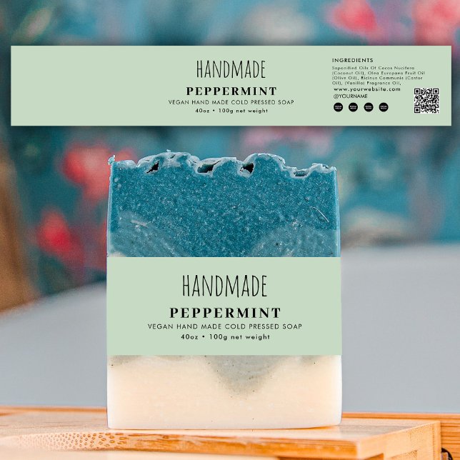 Bandeau De Faire-part Handmade Soap Belly Band Green Product Label Wrap (Handmade Soap Belly Band Green Product Label Wrap)