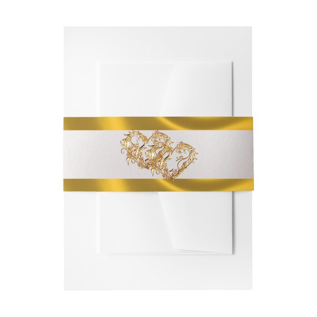 Bandeau De Faire-part Hearts & Ribbon - White/Gold (Devant example)