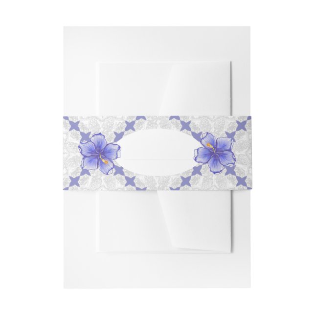 Bandeau De Faire-part Hibiscus & dentelle BLEU (Devant example)