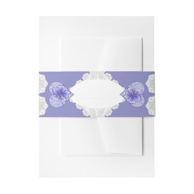 Bandeau De Faire-part Hibiscus & dentelle BLEU (Devant example)