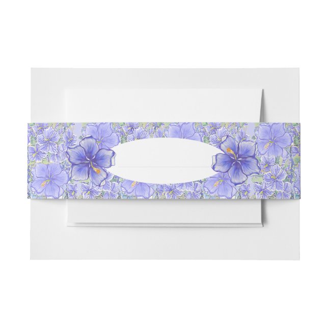 Bandeau De Faire-part Hibiscus & dentelle BLEU (Devant Example)