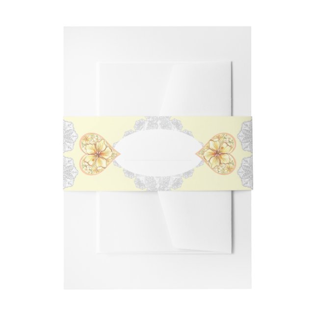 Bandeau De Faire-part Hibiscus & dentelle JAUNE (Devant example)