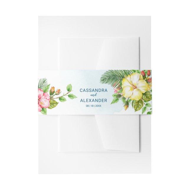 Bandeau De Faire-part Hibiscus Hawaiian Tropical Floral (Devant example)