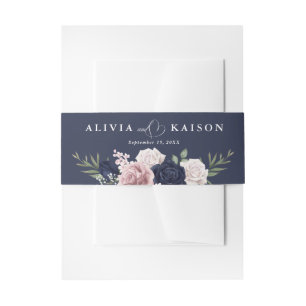 Bandeau De Faire-part hic Elegant Blush Mariage bleu marine