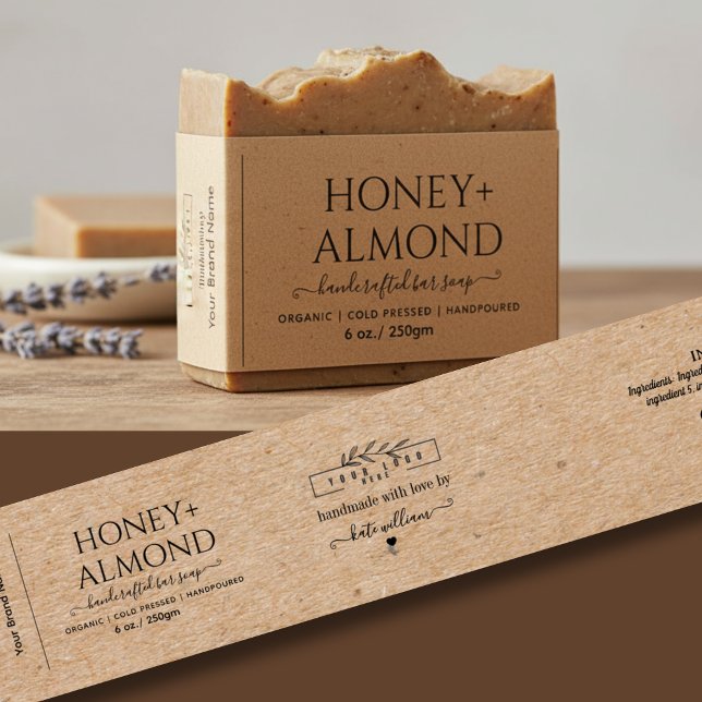 Bandeau De Faire-part Homemade Kraft Soap Label Belly band with logo (Créateur téléchargé)