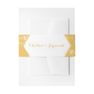 Bandeau De Faire-part Honey Bee Yellow Custom Invitation Bande de ventre