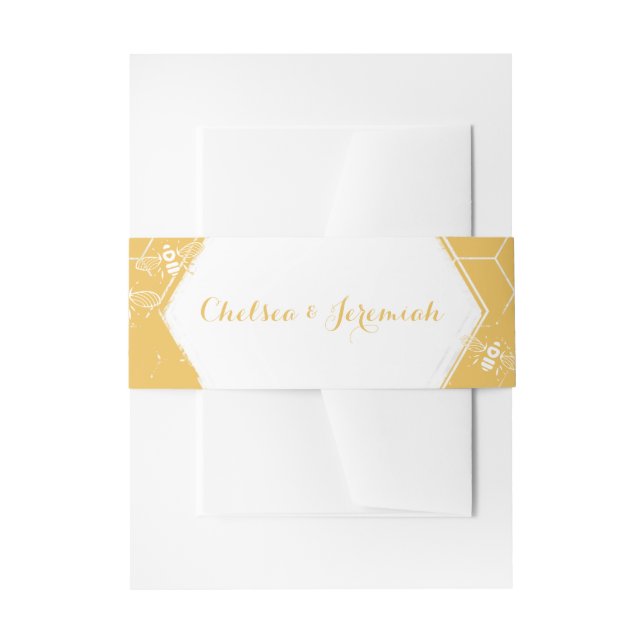 Bandeau De Faire-part Honey Bee Yellow Custom Invitation Bande de ventre (Devant example)