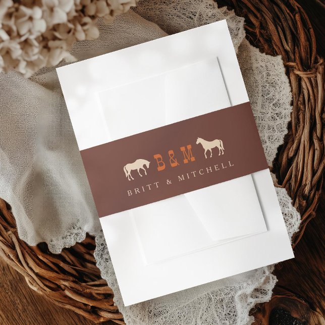 Bandeau De Faire-part Horse Rail clôture Chêne Arbre Mariage de l'Ouest  (Créateur téléchargé)