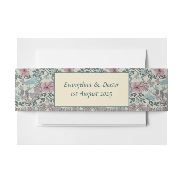 Bandeau De Faire-part Humming bird and hibiscus pattern - belly band (Devant Example)