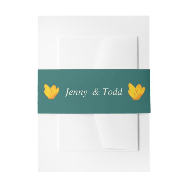 Bandeau De Faire-part Hunter Green et Gold Floral Invitation Belly Band (Devant example)