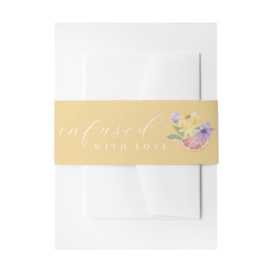 Bandeau De Faire-part Infusé avec l'amour Cocktail Citrus Florals Jaune