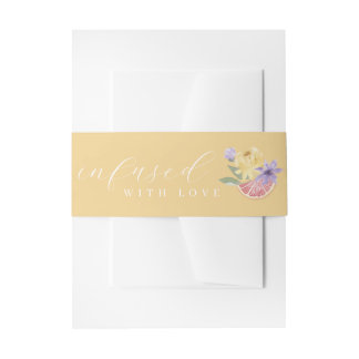 Bandeau De Faire-part Infusé avec l'amour Cocktail Citrus Florals Jaune
